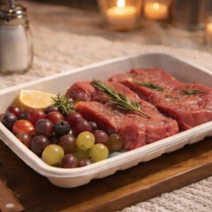 Bandeja para carne 10X6 desechable, laminada y sin laminar, biodegradable, de bagazo de caña de azúcar, no tóxica, certificada ISO, compostable, libre de BPA - Product Image 1