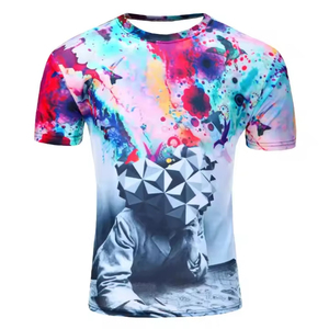 เสื้อยืดแขนสั้นผู้ชาย คอกลม ทรงเข้ารูป แห้งเร็ว ผ้าโพลีเอสเตอร์ถัก สวมใส่สบาย พิมพ์ลายภาพ สไตล์สตรีทแวร์ - Product Image 1