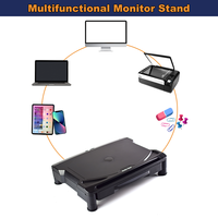 Escritorio de Oficina Moderno Negro, Soporte para Computadora y Impresora, Almacenamiento, Altura Ajustable, Plástico ABS, Capacidad de 40 Libras, para Escuela y Dormitorio