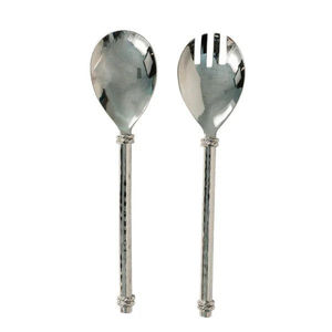 Lot de 2 Cuillères et Fourchettes à Salade en Acier Inoxydable Plaqué Argent, Durables, avec Poignée Torsadée Élégante – Vaisselle de Service en Gros - Product Image 4
