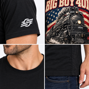 Camiseta Vintage para Hombre con Estampado de Tren, Cuello Redondo, Manga Corta, Algodón, Diseño de Locomotora de Vapor Histórica, Ropa Casual - Product Image 5
