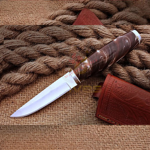 Cuchillo de Caza Puukko Hecho a Mano de Acero Inoxidable con Mango de Resina, Hoja Fija y Funda de Cuero - Personalizable para Camping y Actividades al Aire Libre - Product Image 2