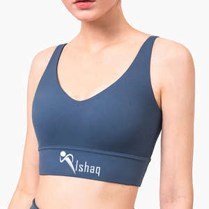 เสื้อชั้นในกีฬาโยคะไร้ตะเข็บสำหรับผู้หญิง Ishaq คอกลม สายสปาเก็ตตี้ รองรับปานกลาง ระบายอากาศได้ดี สีชมพูล้วน เสื้อออกกำลังกาย - Product Image 5