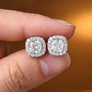 Pendientes de Diamantes Redondos Brillantes de Primera Calidad, Plata de Ley 925, Elegantes para Bodas, Fiestas y Uso Diario, Proveedor Mayorista - Product Image 5