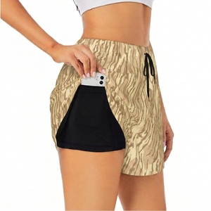 Mid Waist Sports Shorts with Pockets Quick Dry Breathable Eco-Friendly Polyester Skinny Fit <b>Drawstring</b> Closure Women's Shorts - Product Image 6