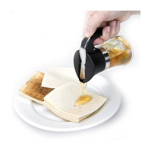 Dispensador de miel transparente con tapa y asa negras para almacenamiento en la cocina - Product Image 2