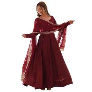 Hot Selling Indian Anarkali Frock Customized Indian Pakistani Ladies Embroidery Lace Zipper Punjabi Frock Women's Set All-season - Product Image 1