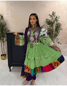 <b>Emerald</b> green maroon red <b>dress</b> Heavy embroidered tribal Kuchi <b>dress</b> Traditional coin work mirror <b>dress</b> - Product Image 4