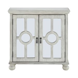 Credenza Moderna in Stile Tradizionale Bianco Antico, Mobile Classico con Specchio e Maniglie Pendenti, Arredamento in Legno per Soggiorno - Product Image 2
