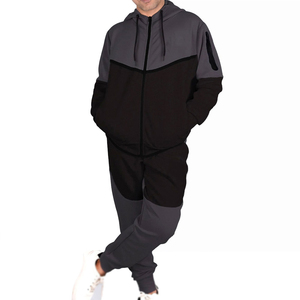 Men's Color Blocking Hooded Tracksuit Full Sleeve Zipper Sweatshirt <b>Set</b> Casual Breathable Polyester Cotton Joggers Autumn Wear - Product Image 6