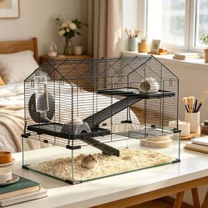Gabbia per Animali Domestici di Piccola e Media Taglia in Stile Moderno per Allevamento, Uso Interno ed Esterno, in Acciaio, Vetro e Materiale PP con Motivo Animale - Product Image 6