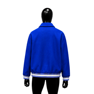 WHOLESALE TRENDY BLUE STREETWEAR VARSITY <b>JACKET</b> FOR <b>MEN</b> WINTER FASHION Collar Solid Color Casual Streetwear Fleece Material Autu - Product Image 2