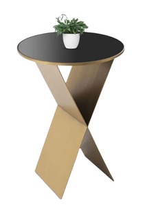 Diseño Industrial Moderno, Modelo METAL WAVE 10974, Mesas Auxiliares de Metal, Tablero de Madera, Patas de Hierro, Sala de Estar, Oficina en Casa, Fácil de Limpiar - Product Image 2