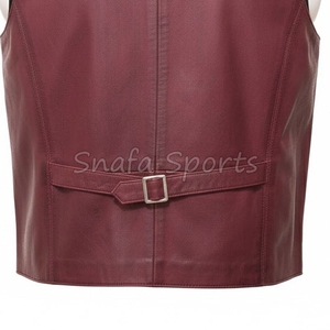 เสื้อกั๊กหนังแท้สไตล์วินเทจสำหรับผู้ชาย แฟชั่นเสื้อไม่มีแขน ขายส่งคุณภาพสูง - Product Image 5