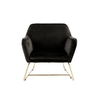 Poltrona Keira da 29,5 pollici in velluto nero con elegante base in metallo per l'arredamento del soggiorno - Product Image 3