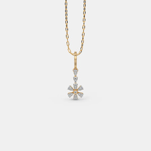 สร้อยคอจี้เพชรทรงหยดน้ำห้ากลีบดอกไม้ทองคำขาว 14K เพชรเพาะเลี้ยง - Product Image 1