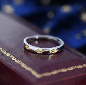 แหวนสตาร์เบิร์สต์ แหวนเงินสเตอร์ลิง แหวนปรับขนาดได้ แหวนรูปดาว CZ แหวนรูปดาวเหนือ - Product Image 4