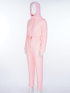 Waterproof Women's One Piece Ski Suit Winter Snow Windproof <b>Snowsuit</b> With Zipper Closure And Belted Waist Snowboard Outerwear - Product Image 5