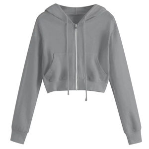 Wholesale Women's <b>Crop</b> Tops & Hoodies Custom 3D Embroidery Front <b>Zip</b>-<b>Up</b> Fleece Pullover Hooded 100% Cotton - Product Image 5