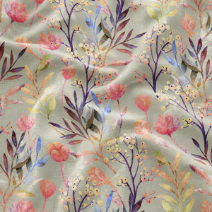 Enchanted Meadow Wildflower Print Linen Look Cotton Mull <b>Fabric</b>-<b>Medium</b> Weight Plain Woven for Apparel & Home Decor - Product Image 5