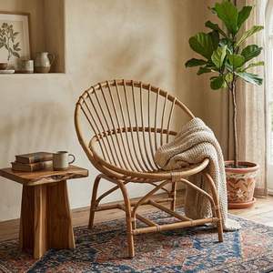 Chaise de salle à manger en rotin naturel – Meubles écologiques faits à la main pour une utilisation en intérieur et en extérieur - Product Image 4