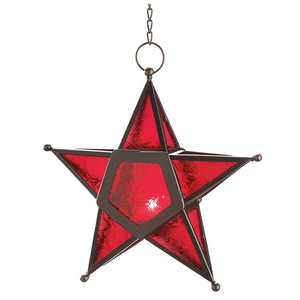 Red Star Iron Glass Hanging <b>Lanterns</b> & <b>Candle</b> Holders Christmas Home Decor Handmade Durable Eco-Friendly Party Accessories - Product Image 1