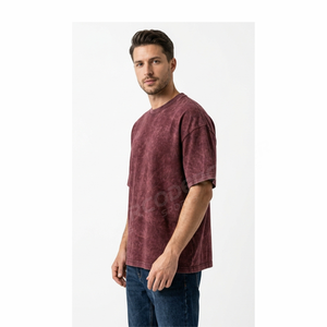 T-shirt Homme Oversize en Coton Épais, Effet Délavé Acide, Personnalisable avec Motif, Style Vintage – Prix de Gros - Product Image 4