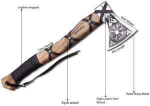 Hacha Tomahawk Artesanal de Acero Industrial con Alto Contenido de Carbono, Multiusos, para Camping, Supervivencia al Aire Libre, Mango de Madera de Palisandro, Cuero, 1.5 kg - Product Image 5