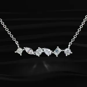 <b>D</b>-E Color VVS-VS Clarity Multi Shape Labgrown CVD Diamond <b>Necklace</b> Premium Diamond Jewelry with IGI. - Product Image 1