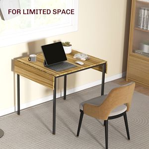 Industrial Drop Leaf Dining <b>Table</b> Expandable and Extendable <b>for</b> <b>2</b> to 4 People Walnut <b>Kitchen</b> <b>Table</b> <b>for</b> <b>Small</b> Spaces - Product Image 5