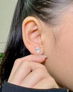 Pendientes Solitarios con Diamantes Cultivados en Laboratorio, Corte Ovalado de 1.00CT Cada Uno, Oro Blanco de 14K, Certificados por IGI, Joyería para Regalo de Boda o Fiesta - Product Image 4