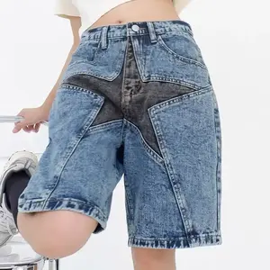 กางเกงยีนส์ขาสั้นผู้ชาย ผ้าฝ้าย 100% ระบายอากาศได้ดี ทรงหลวม เอวยางยืด สไตล์สตรีทแฟชั่น - Product Image 3