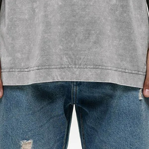 เสื้อยืดแขนสั้นคุณภาพสูง ผ้าฝ้าย 100% ทรงหลวม สไตล์ย้อมสีเอซิด สำหรับผู้ชาย พร้อมสกรีนโลโก้ตามสั่ง - Product Image 5