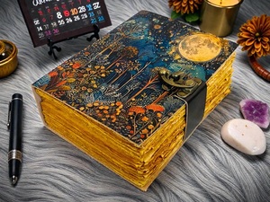 400-Page Fairy Night Leather Grimoire | Moon <b>Tree</b> Life Design Handmade Spell <b>Book</b> Shadows Vintage Deckle Paper Spiral Bound - Product Image 6