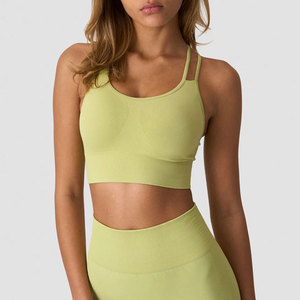 Vêtements d'été très demandés pour femmes, tenue de sport pour la course en extérieur, soutien-gorge dos croisé, couleur unie, bretelles réglables, coupe ajustée - Product Image 1