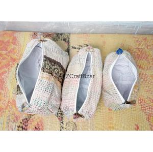 Kantha Quilted Eco-Friendly Waterproof Tassel Case Zipper Soft Handle Durable Cotton Fabric Daily Use Multi-Function Large Women - Product Image 5