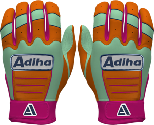 Gants de frappeur de baseball en cuir de qualité supérieure, légers, durables, antidérapants, avec fermeture auto-agrippante, couleur menthe et orange. - Product Image 1