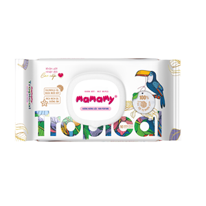 Lingettes Humides Douces MamaMamy Protection Anti-Érythème Nouveau Coco Phosphatidyl 80 Lingettes 200x150mm Bébé Tropical Fibres Non-Tissées Naturelles Sûres - Product Image 1