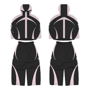 Hochwertiger Artikel Unisex Hip-Hop Colorblock Trainingsanzug mit Kapuzenjacke und Hose, leichtes, locker sitzendes Sportbekleidungsset - Product Image 3