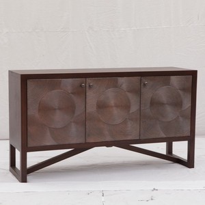 Armoire à 3 portes en bois de teck massif avec finition bronze et plaque en cuivre - Product Image 1