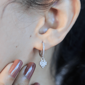 Zarkan Pure Silver Diamond <b>Earrings</b>-All Attraction on You - Product Image 2