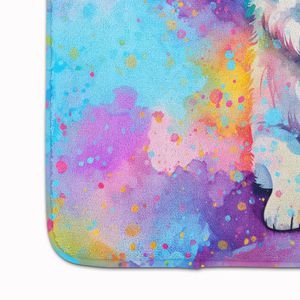 Alfombrilla de baño de espuma viscoelástica Samoyed Hippie Dawg, alfombra de cocina antifatiga lavable a máquina, cojín cómodo para uso en baño o cocina - Product Image 4