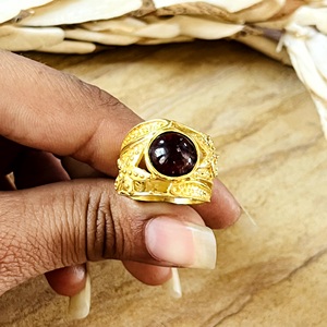 Market Favorite Boho Floral <b>Garnet</b> <b>Ring</b> Tribal Brass <b>Rings</b> Women 18k Gold Plated Floral Vintage <b>Ring</b> Jewelry Wholesale/OEM/ODM - Product Image 4