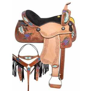 Sillín de caballo occidental profesional | Cuero de alta calidad, ajuste seguro, comodidad durante todo el día, ideal para ranchos, rodeo y senderos - Product Image 5