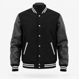 Chaqueta Universitaria Personalizada, Cuerpo de Lana, Mangas de Cuero, Chaqueta Letterman, Fabricante OEM ODM - Product Image 1