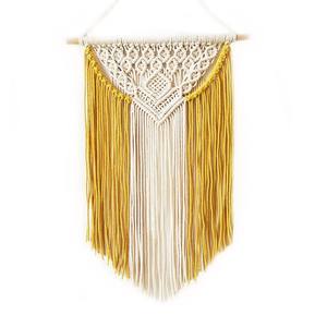 Arte nórdico moderno de algodón colgante de pared diseño de macramé bohemio en blanco y naranja movible para decoración del hogar - Product Image 1