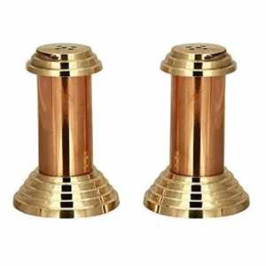Hammered Copper Salt and Pepper Shakers Set with Stainless Steel Lids Metallic Cylindrical Condiment <b>Spice</b> Dispenser - Product Image 5