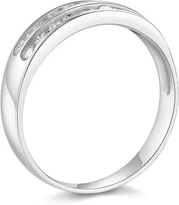 2 Ct <b>Simulated</b> <b>Diamond</b> 2-Row Solid 14K White Gold Vintage Women's Wedding Anniversary Band Ring - Product Image 1