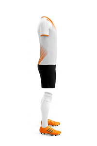 Camiseta de Fútbol de Manga Corta para Hombre, Degradado Blanco y Naranja, Cuello en V, Poliéster que Absorbe la Humedad, Ropa Deportiva para Todas las Temporadas - Product Image 4
