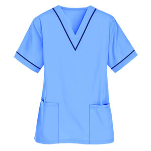 Adult Men's Hospital Uniform <b>Scrubs</b> Shirt V Neck Short Sleeve Custom Color Canvas Quick Dry Breathable Custom Logo <b>Scrub</b> <b>Top</b> for - Product Image 1